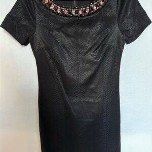 Halo Black Mini Dress with Beaded Neckline